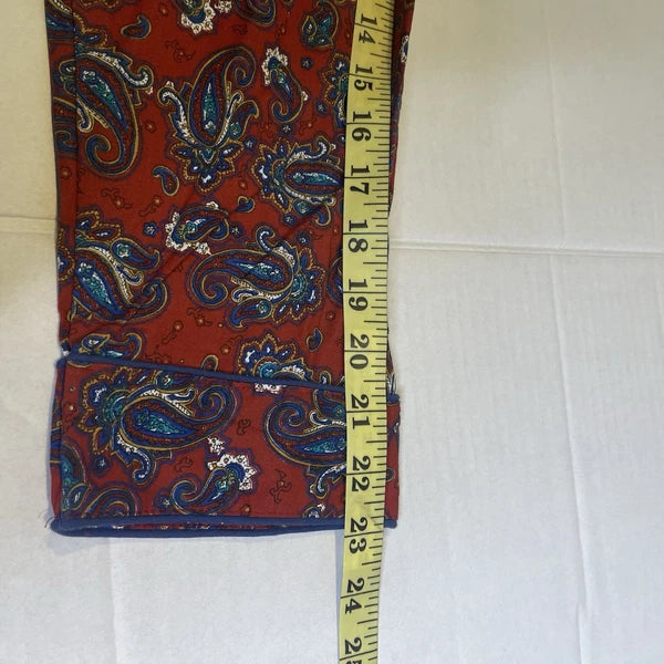 Bill Blass Men’s Pajama Set 2 Piece Paisley Print Blue Red Large 100% Cotton