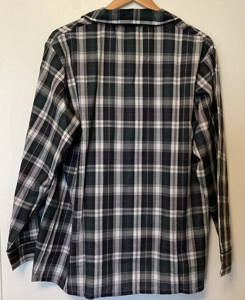 Bill Blass Pajama Set Men’s Size L Green Plaid Long Sleeve Lightweight NWT