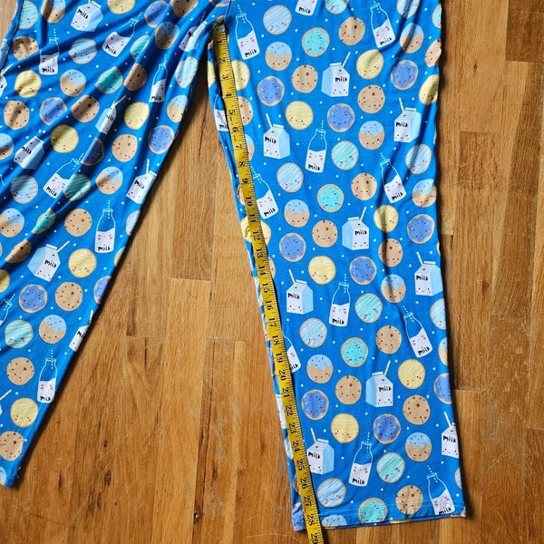 Little Sleepies Pajama Set Men's XXL Blue Cookie Milk Bamboo Comfort PJs Lounge