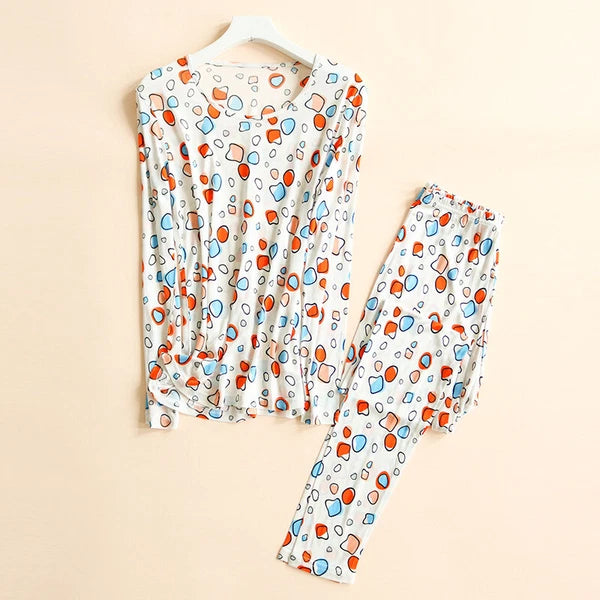 100% Silk Long Sleeve Pajamas For Men Silk Underwear Long Trousers Naked Feeling
