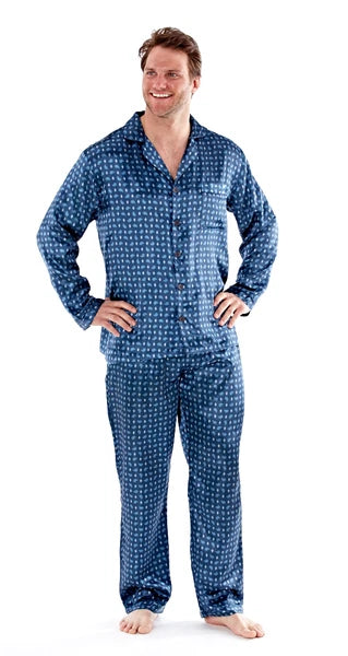 Men's Luxury Silky Satin Printed Pyjama Sets  Kimono Gown Size M up to 2XL Gift