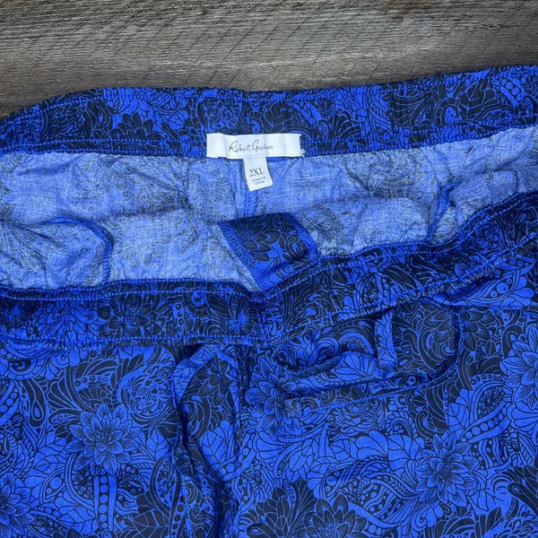 NWT Robert Graham Men's Loungewear Pajama 2Pc Blue Black Floral Paisley 2XL