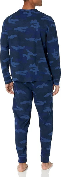 $98 Nautica Men's Waffle Printed Pajama Pant Set, Navy, XXL