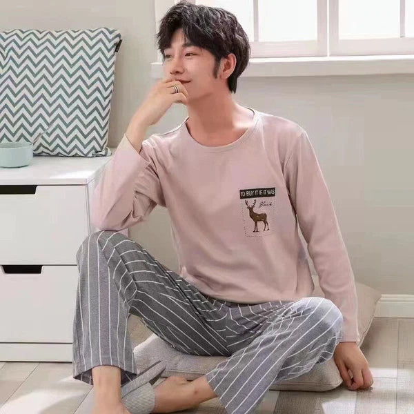 New Men's Pyjamas Set Pyjama Loungewear Nightwear Top Long Sleeve Activewear*~