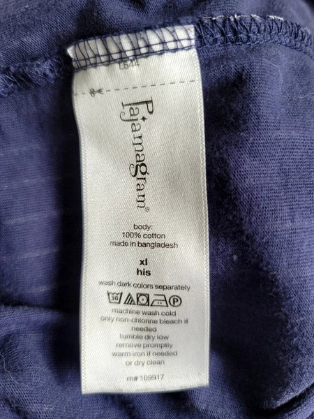Pajamagram Pajamas Mens XL Blue Striped Sneezy Sleep Set Stretch Cotton New