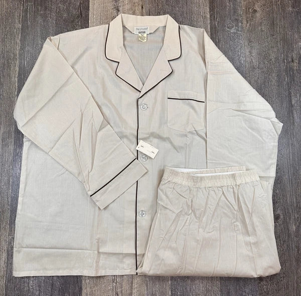 NWT Vintage Faultless ENRO Mr Big Men's 2XL Top Bottoms Pajama Set Biege