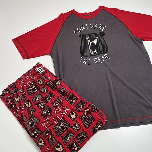 Lazy One Don’t Wake The Bear Mens Pajama Set, Pants and Shirt - Size L