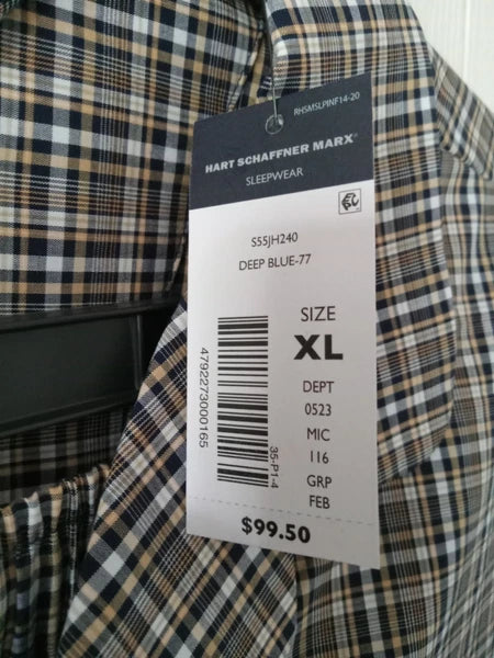 Hart Schaffner Marx Size XL Men's Plaid Short Sleeve Pajama Set (NWT)