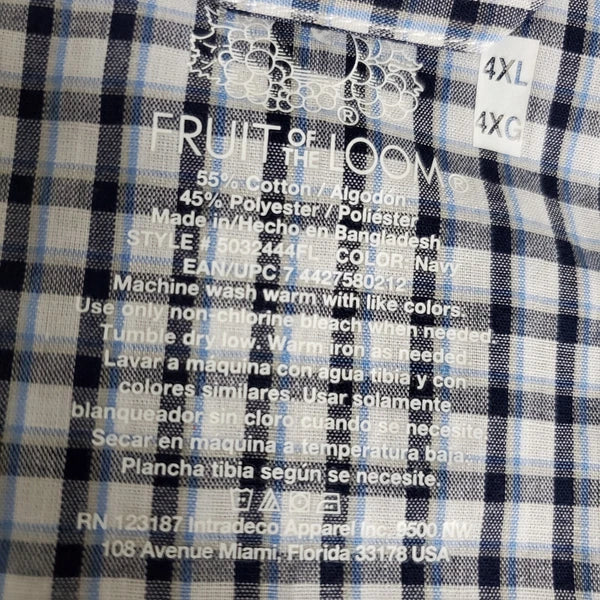 Fruit of the Loom Pajama Lounge Set Men Size 4XL Navy Plaid Check Drawstring NEW