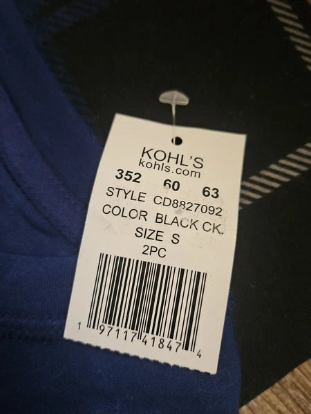 Cuddl Duds Classic Sleep Set Men's Size Small 2pc Swt NWT Relaxed Fit Black/Blue