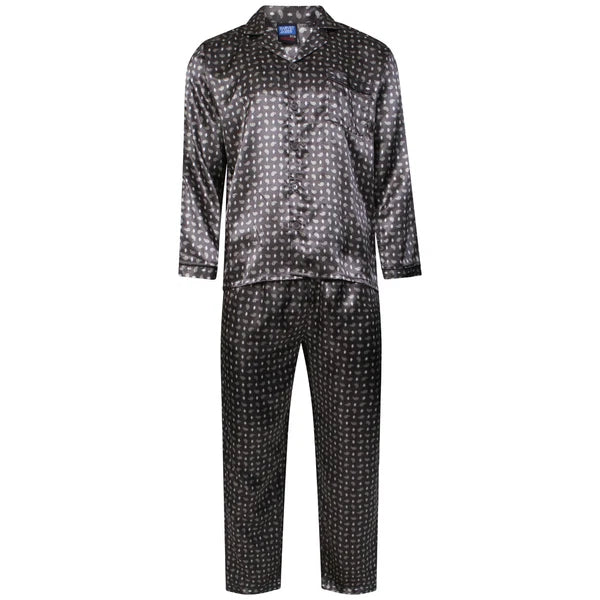 Men's Luxury Silky Satin Printed Pyjama Sets  Kimono Gown Size M up to 2XL Gift
