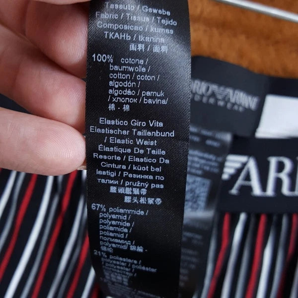 EMPORIO ARMANI Sleepwear Mens Medium Black Stripe Pajama PJs Set Cotton $155