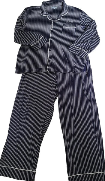 Pajamagram Pajamas Mens XL Blue Striped Sneezy Sleep Set Stretch Cotton New