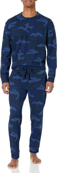 $98 Nautica Men's Waffle Printed Pajama Pant Set, Navy, XXL