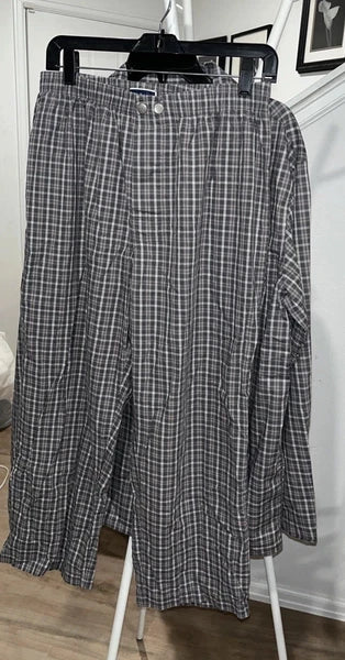 Club Room  Men’s Med Sleepwear, Gray Plaid Cotton Pajamas