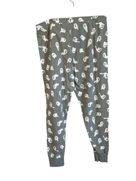 Men’s Large Ghost 2 Pajama Set 100% Cotton Gray Size Large Soft  Halloween