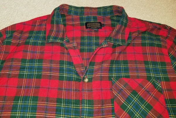 Mens Pajama Set-PENDLETON-red/green Scotch plaid 100% cotton flannel-XL