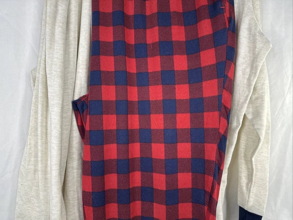 Dearfoams Pajama Set Mens Size 3XL Ivory Red Plaid PAPA BEAR