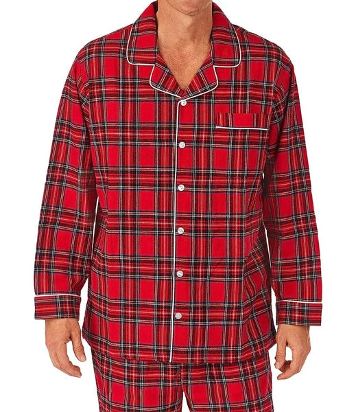 NWT Lanz of Salzburg RED TARTAN PLAID 100% Cotton FLANNEL Pajama Set Men's L