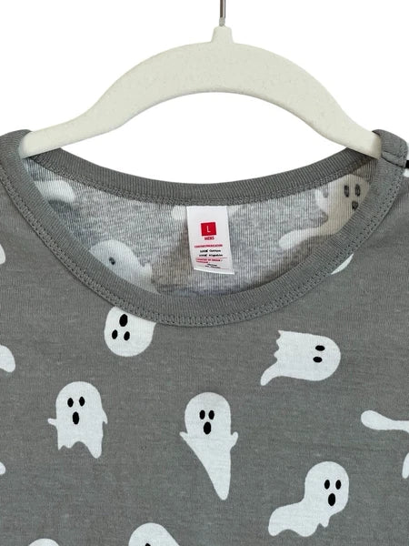 Men’s Large Ghost 2 Pajama Set 100% Cotton Gray Size Large Soft  Halloween