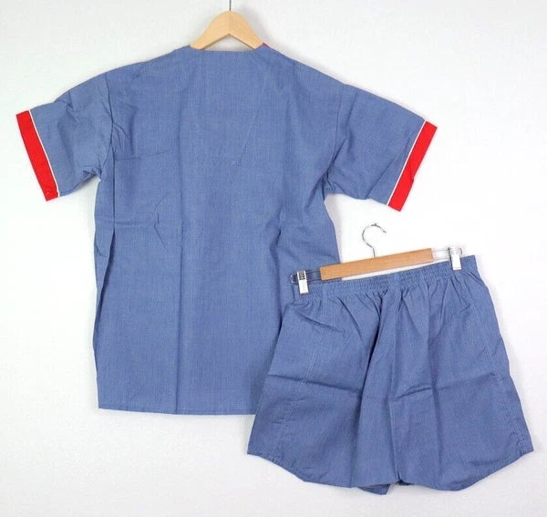 NEW Pelaco Mens Vintage Pyjamas Size M Shorts Short Sleeve V Neck Blue