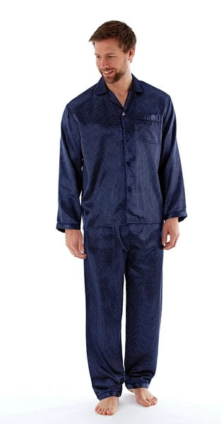 Men's Luxury Silky Satin Printed Pyjama Sets  Kimono Gown Size M up to 2XL Gift