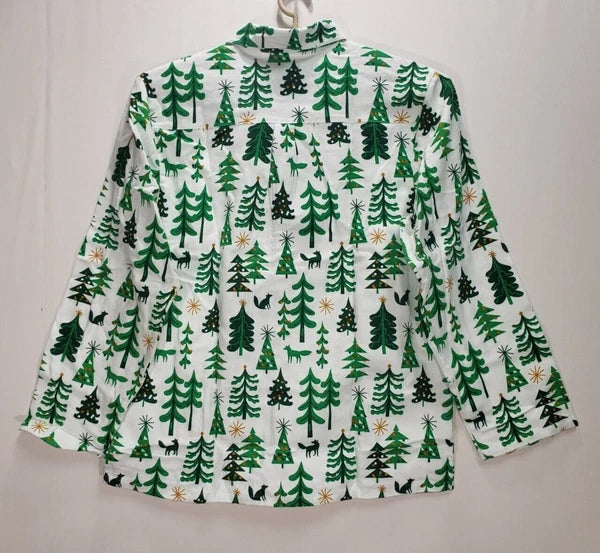 Nordstrom Pajama Set Mens MEDIUM Christmas Trees Flannel Long Sleeve $69 NEW