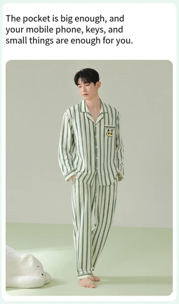 Fashion New Men's Striped Sleepwear Antibacterial Comfortable Fashion Pajama Set