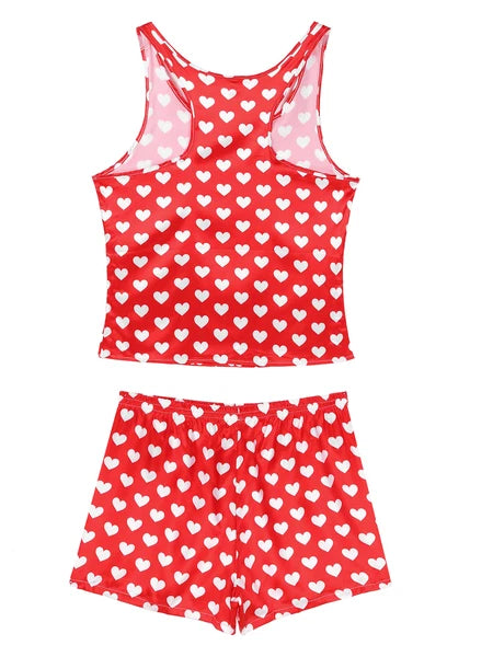 Mens Satin Pajamas Set Sleeveless Tank Top with Shorts Sleepwear Nightwear