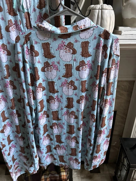 NEW NWT $55 SWEETHART "Cowboy Santa" men's Christmas pajamas pajama set XL