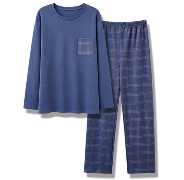 Men's t Pajamas Sets Men Plaid Pants Pure Cotton Male Sleepwear 4XL Nightwear