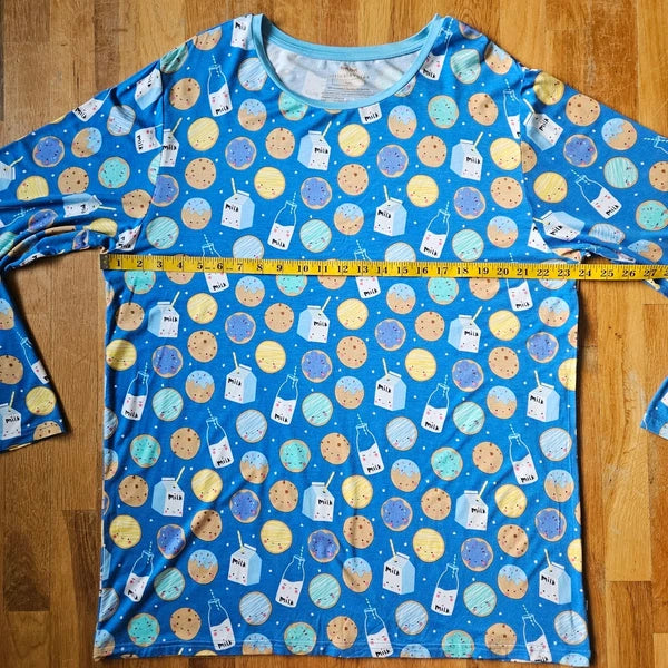 Little Sleepies Pajama Set Men's XXL Blue Cookie Milk Bamboo Comfort PJs Lounge