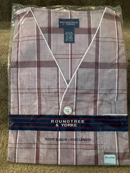 NWT Roundtee & Yorke Mens XL Short Pajama 2PC Set Cotton Polyester Burgandy