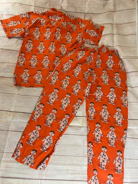Vintage Hasbro Men's 2001 Orange Operation Pajama Set Y2K - Large