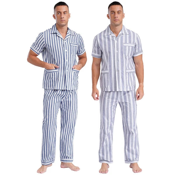 Mens Homewear Sleep Pajama Set Outfit Sleepwear Pockets Nightgown With Pants