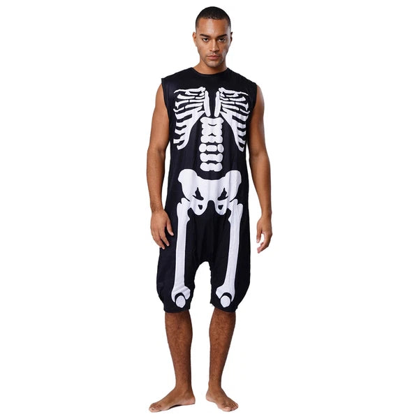 Men's Loose Romper Pajamas Jumpsuit Sleepwear Zipper Crotch One Piece Bodysuit