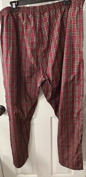 Hanes Men's Size XL Woven Cotton Blend Red Plaid Pajama Set NEW