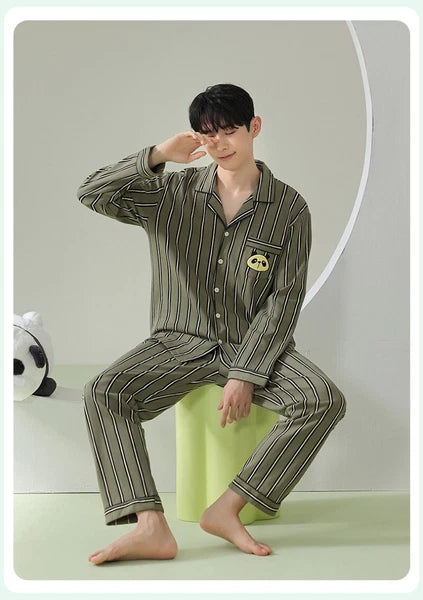 Fashion New Men's Striped Sleepwear Antibacterial Comfortable Fashion Pajama Set
