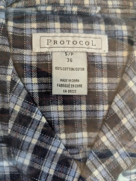 Lot 2: VINTAGE Pajama Set Mens S Long Sleeve BLUE Plaid Tartan Sears Protocol