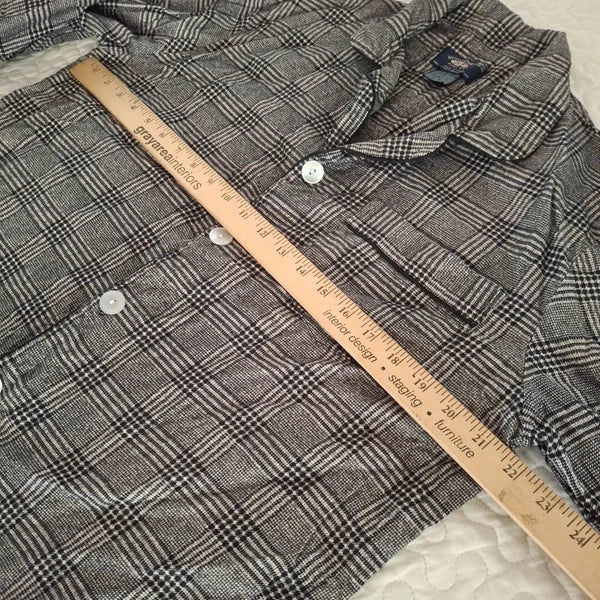 Flannel Pajamas Black Tan plaid mens M Adjust. Waist Cotton Old Money Grandpa