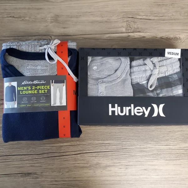 2-Sets. Men's Eddie Bauer and Hurley Med Thermal Lounge Pajama Sets. Long Sleeve