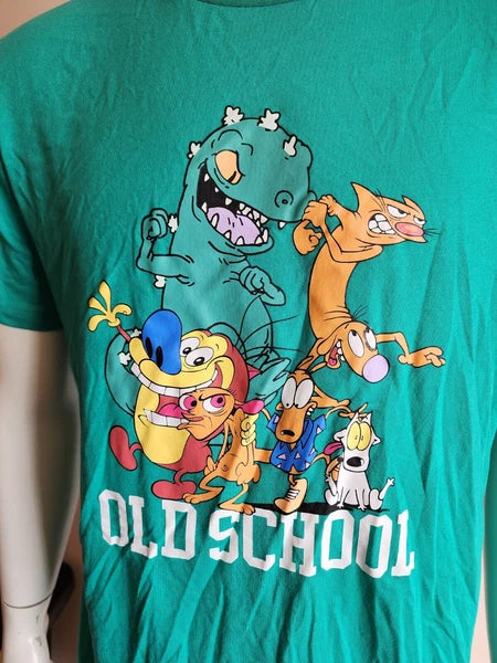 Nickelodeon Mens Old School 90s Cartoons Printed 2 Piece Pyjama Set Size L New