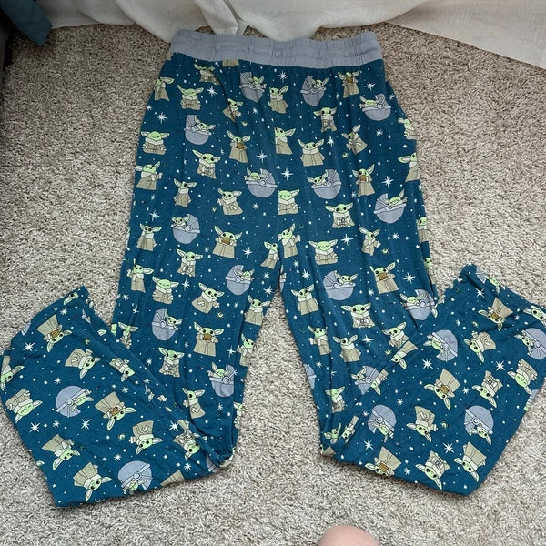 Little Sleepies Mens Adult Medium Grogu Star Wars Pajama Set Preowned