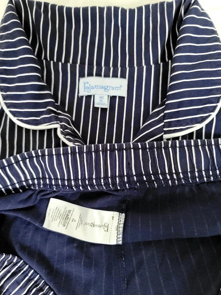 Pajamagram Pajamas Mens XL Blue Striped Sneezy Sleep Set Stretch Cotton New
