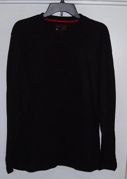 Perry Ellis Portfolio 2 Pc Black LS Shirt Flannel Buffalo Plaid Pants Pajamas L