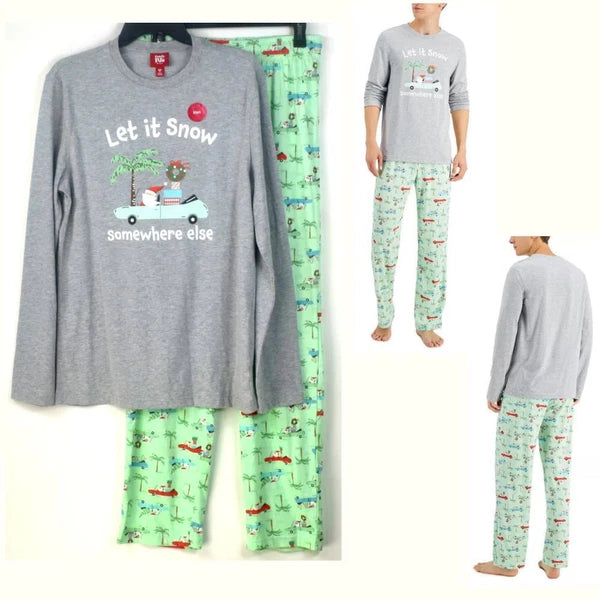 Family PJs Mens Pajama Set Tropical Santa Size S New