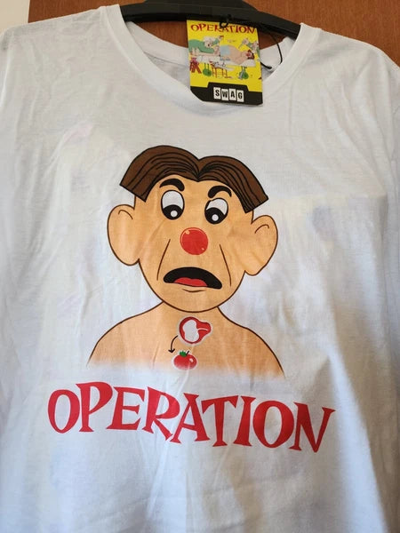 Hasbro Gaming Operation Mens White Yellow Printed 2 Piece Pyjama Set Size L New