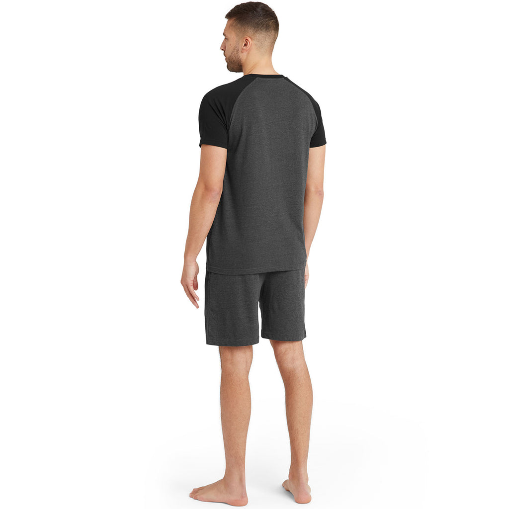 Snuggaroo Mens Raglan Short Sleeve Crew Neck T-Shirt Shorts PJs Pyjama Set